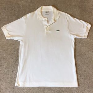 Men’s White Lacoste Polo size small Fair Condition